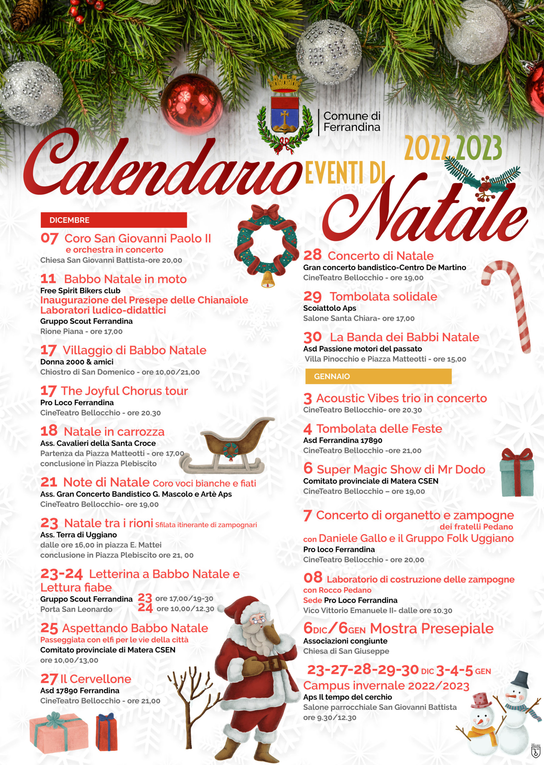 Calendario eventi Natale 2022-2023